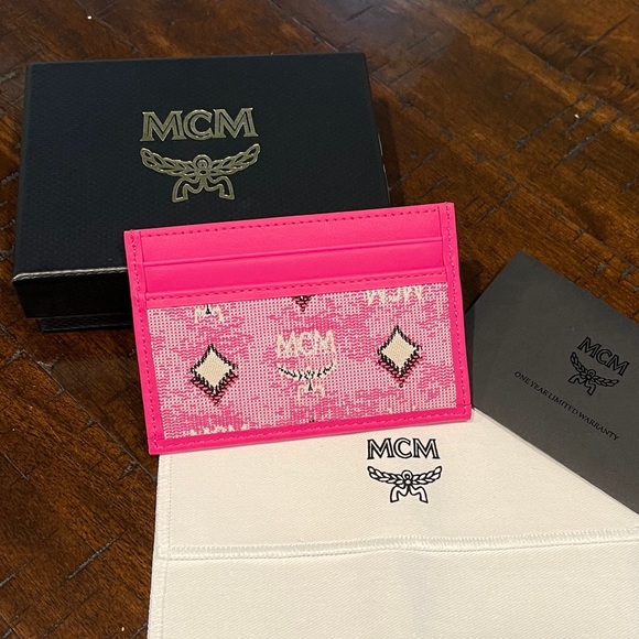 MCM Accessories Mcm Woven Leather Card Holder Pink Poshmark